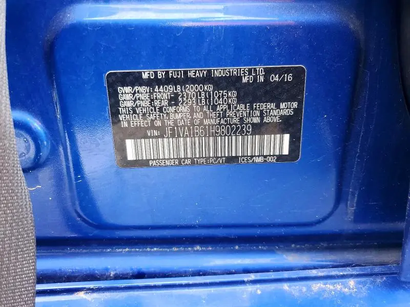 2017 SUBARU WRX   