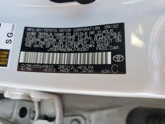 2021 TOYOTA COROLLA LE  