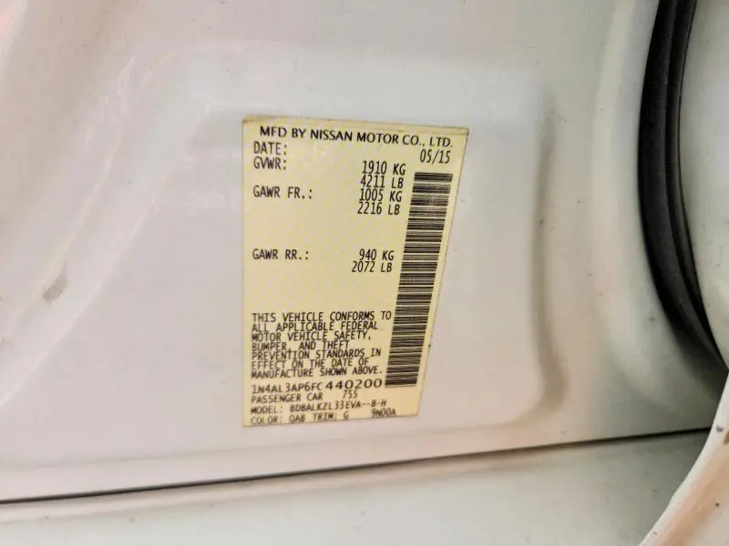 2015 NISSAN ALTIMA 2.5 SV  
