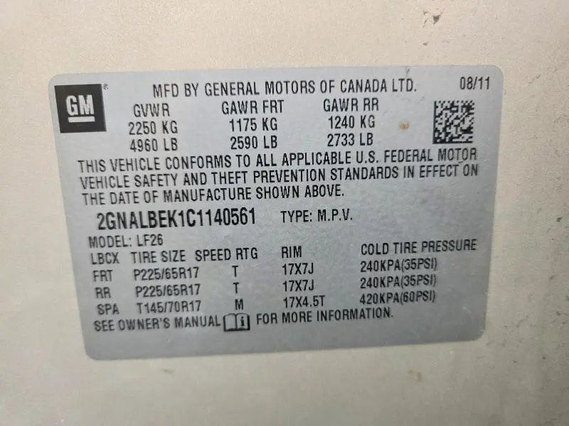 2012 CHEVROLET EQUINOX LS  
