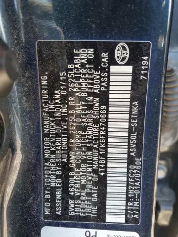 2015 TOYOTA CAMRY LE  