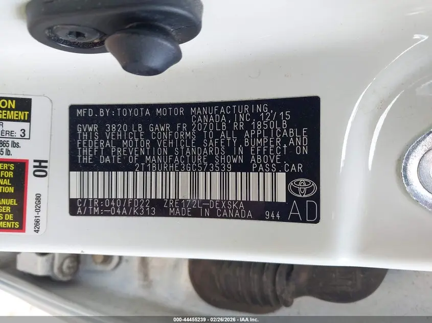 2016 TOYOTA COROLLA S W/SPECIAL EDITION PKG