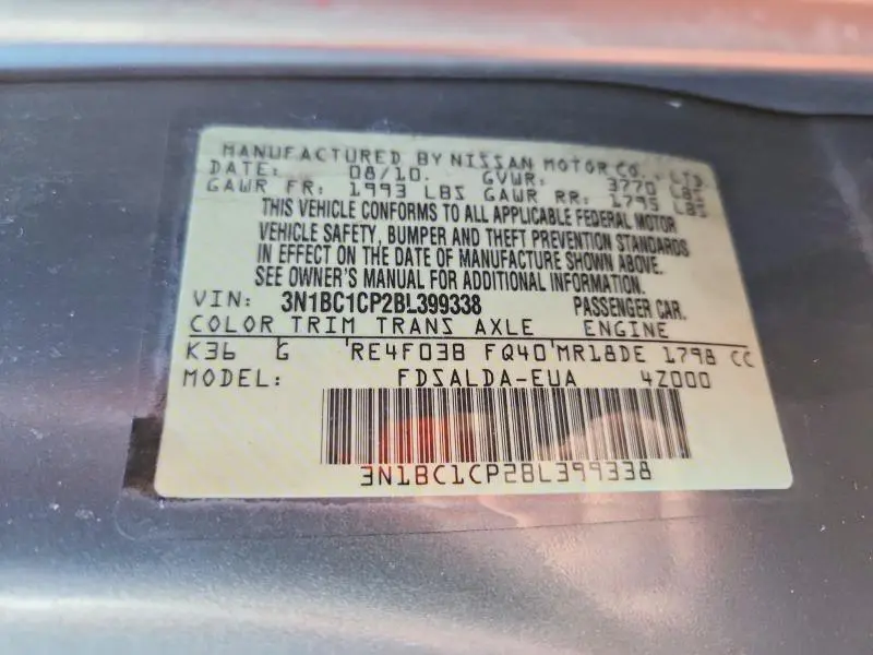 2011 NISSAN VERSA S  