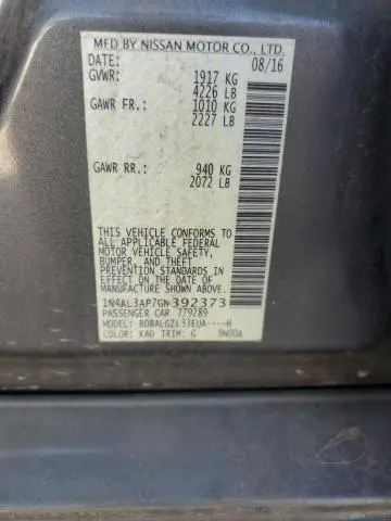 2016 NISSAN ALTIMA 2.5  