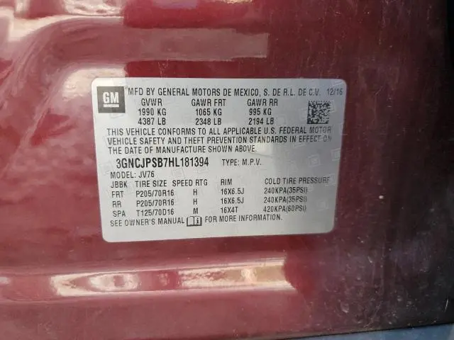 2017 CHEVROLET TRAX 1LT  