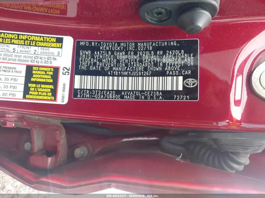 2018 TOYOTA CAMRY SE