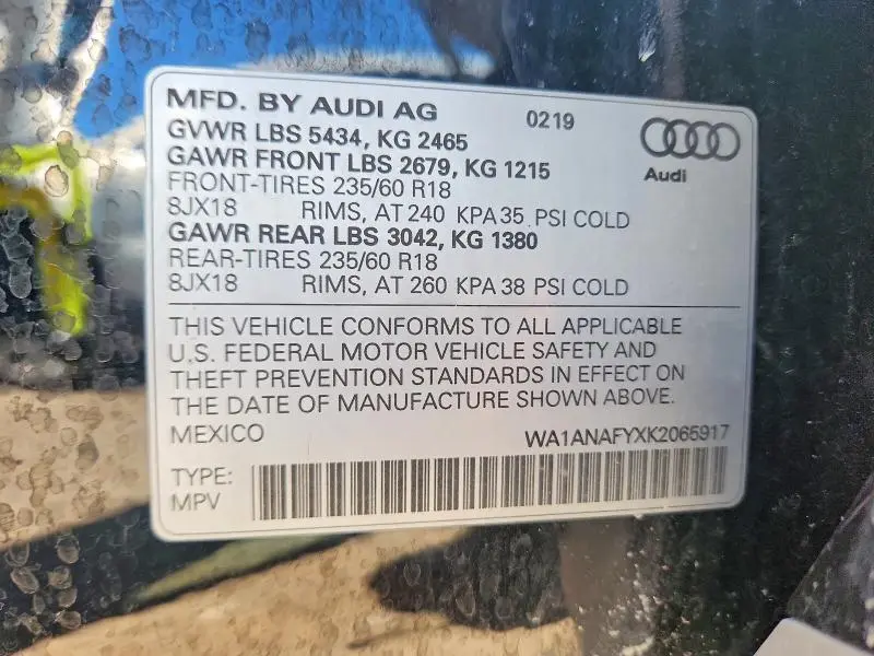 2019 AUDI Q5 PREMIUM  