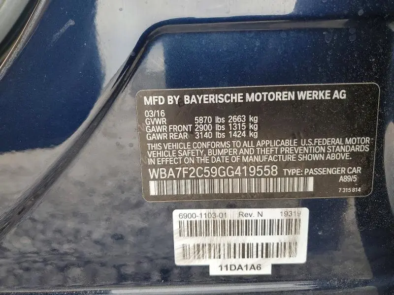 2016 BMW 750 XI  