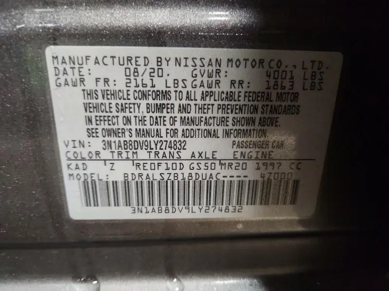 2020 NISSAN SENTRA SR  