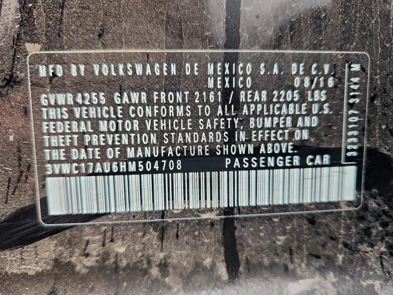 2017 VOLKSWAGEN GOLF SPORTWAGEN S  