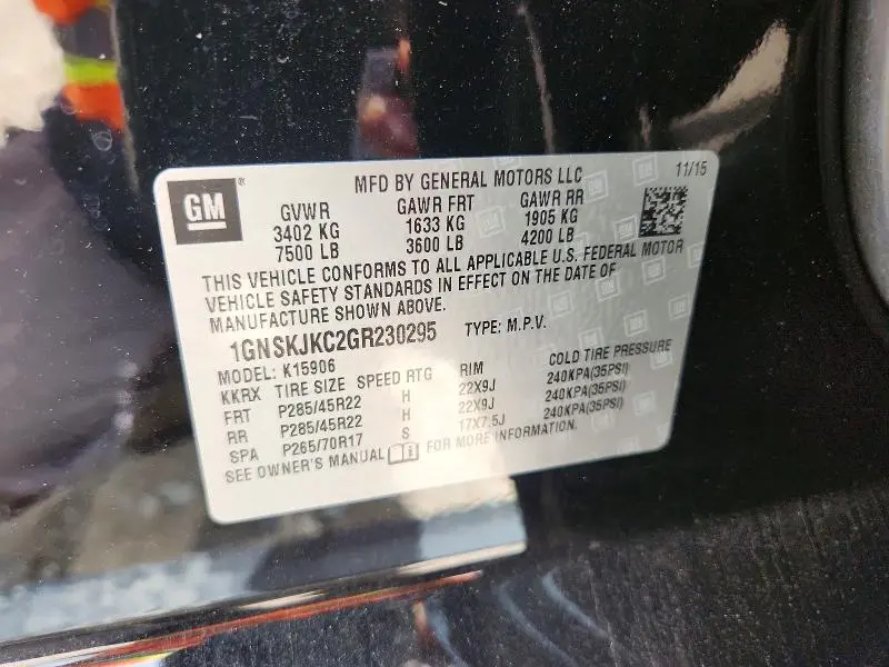 2016 CHEVROLET SUBURBAN K1500 LTZ  