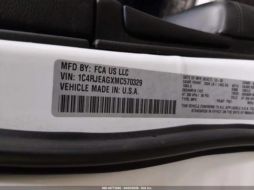 2021 JEEP GRAND CHEROKEE LAREDO X 4X2