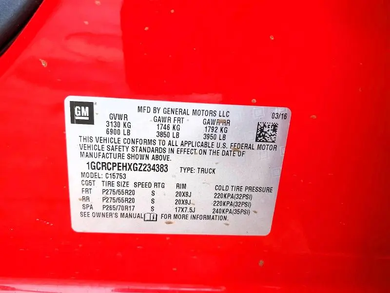 2016 CHEVROLET SILVERADO C1500 CUSTOM  