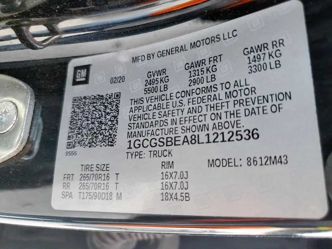 2020 CHEVROLET COLORADO   