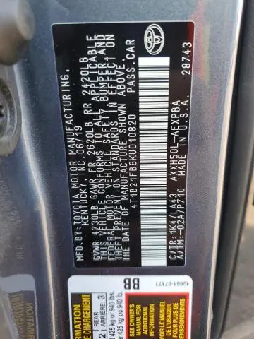 2019 TOYOTA AVALON XLE  