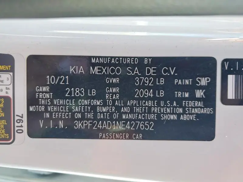 2022 KIA FORTE LXS  