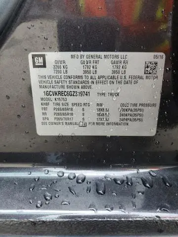 2016 CHEVROLET SILVERADO K1500 LT  