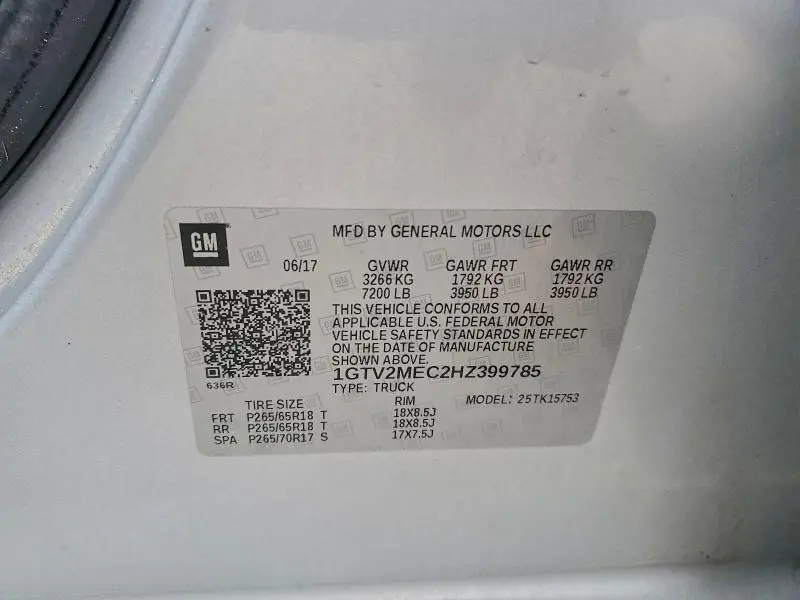 2017 GMC SIERRA K1500 SLE  