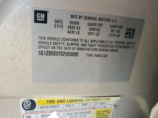 2012 CHEVROLET MALIBU 2LT