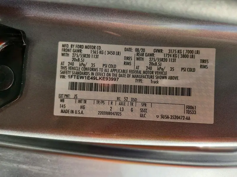 2020 FORD F150 SUPERCREW  