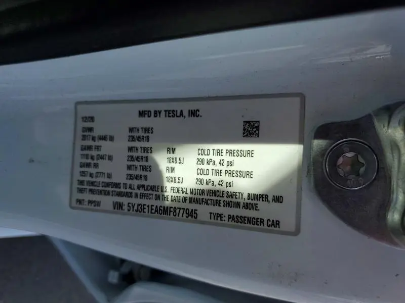 2021 TESLA MODEL 3   