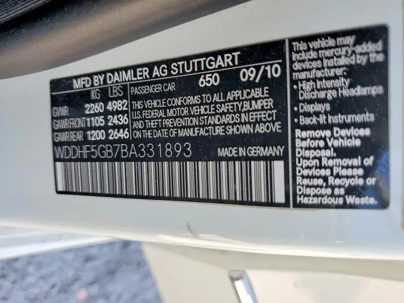 2011 MERCEDES-BENZ E350   