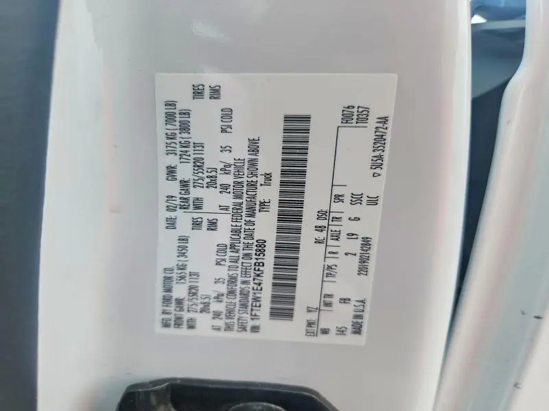 2019 FORD F150 SUPERCREW  