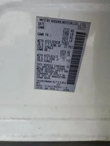 2017 NISSAN PATHFINDER S  