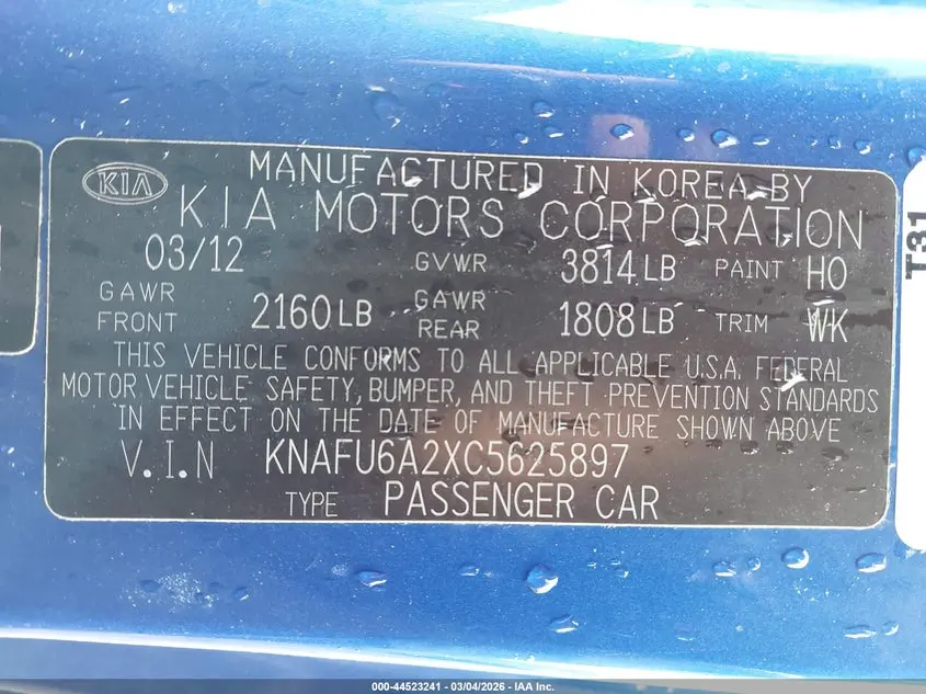 2012 KIA FORTE KOUP EX