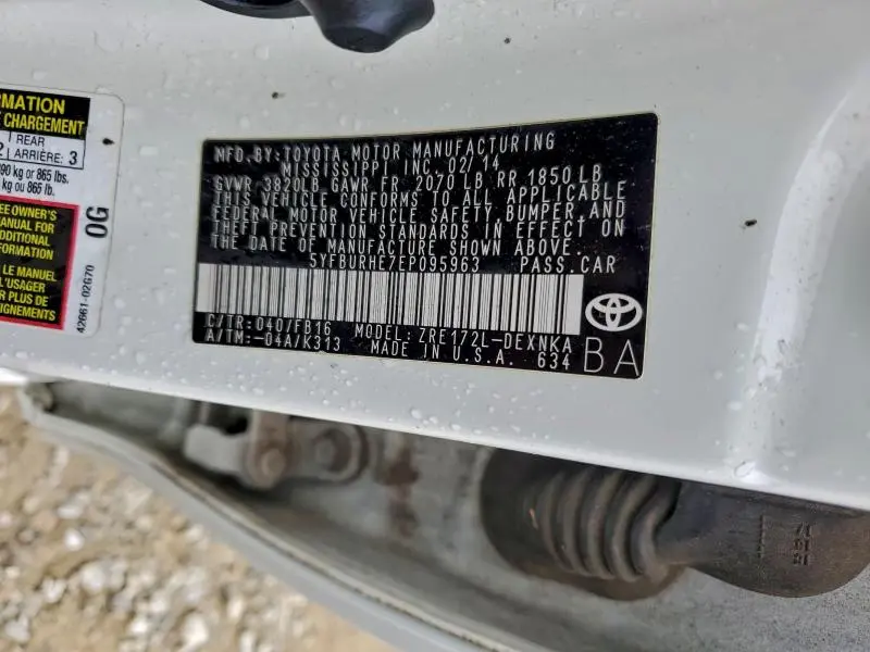 2014 TOYOTA COROLLA L  