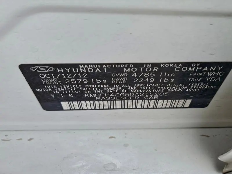 2013 HYUNDAI AZERA GLS  