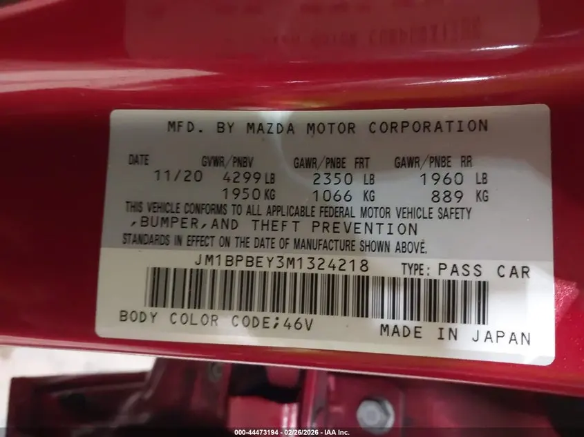 2021 MAZDA MAZDA3 SEDAN 2.5 TURBO PREMIUM PLUS