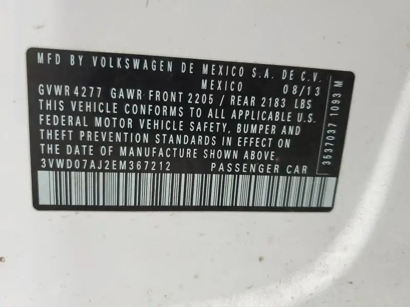 2014 VOLKSWAGEN JETTA SE  