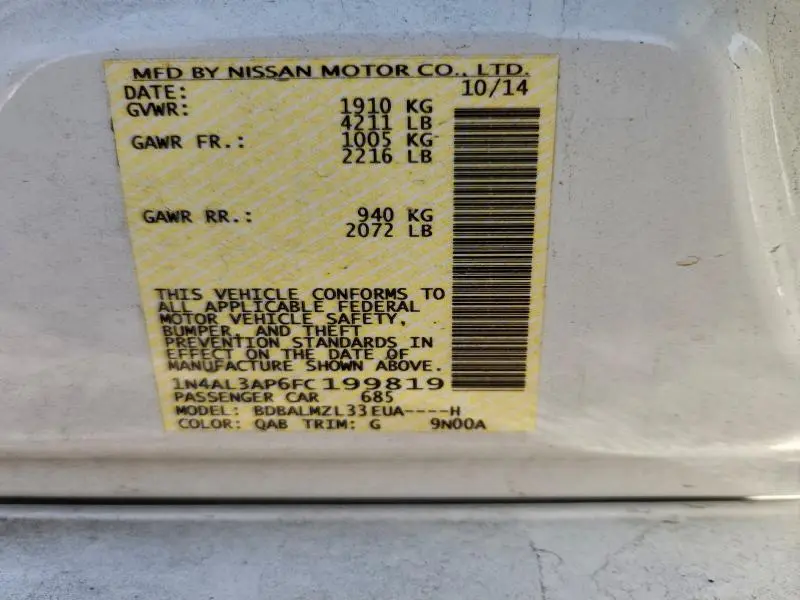 2015 NISSAN ALTIMA 2.5  