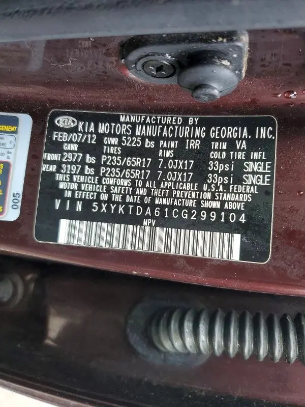 2012 KIA SORENTO BASE  