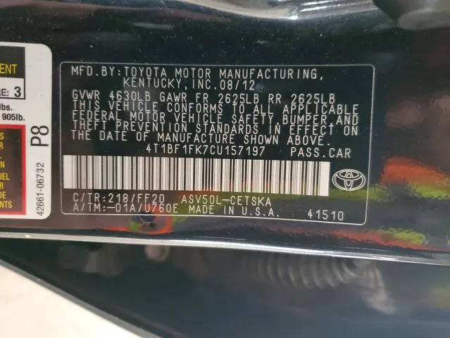 2012 TOYOTA CAMRY BASE  