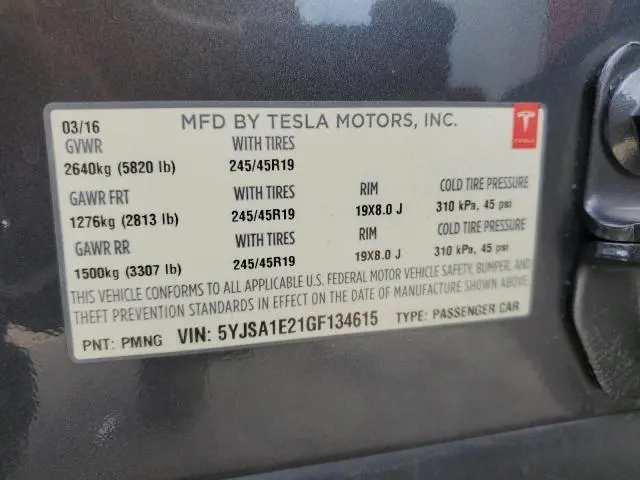 2016 TESLA MODEL S   