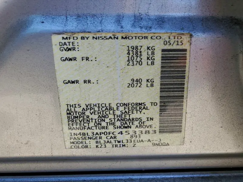 2015 NISSAN ALTIMA 3.5S  