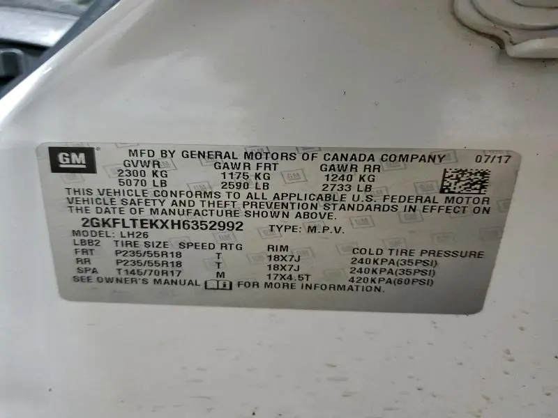 2017 GMC TERRAIN SLE  