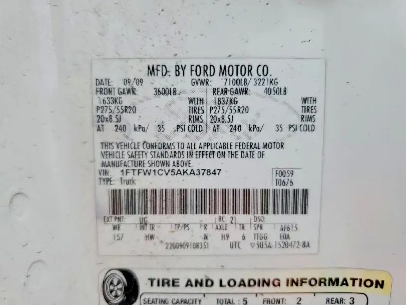 2010 FORD F150 SUPERCREW  
