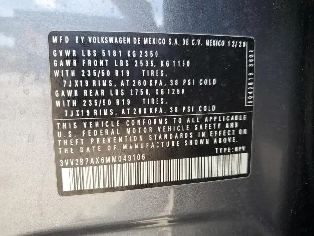 2021 VOLKSWAGEN TIGUAN SE  