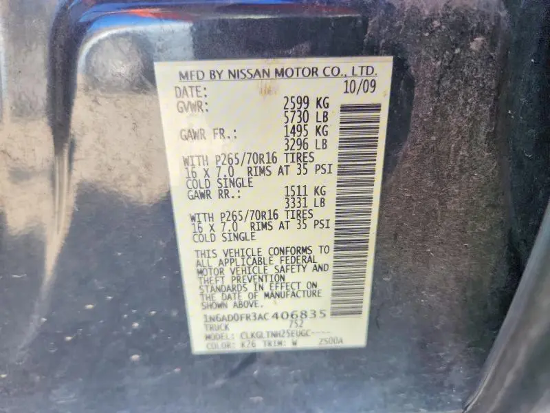 2010 NISSAN FRONTIER SE V6  