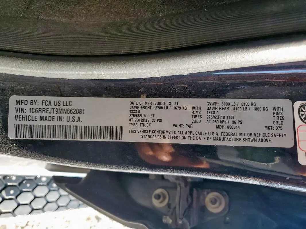 2021 RAM 1500 LARAMIE  