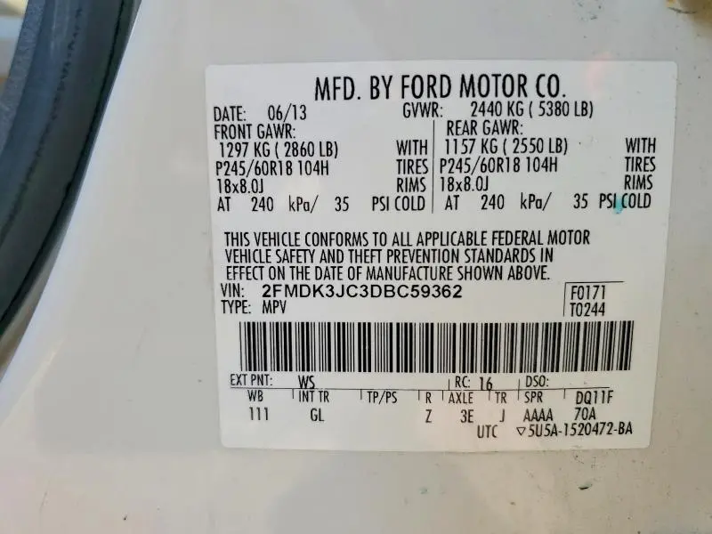 2013 FORD EDGE SEL  
