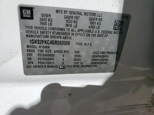 2016 GMC YUKON XL K1500 SLE  