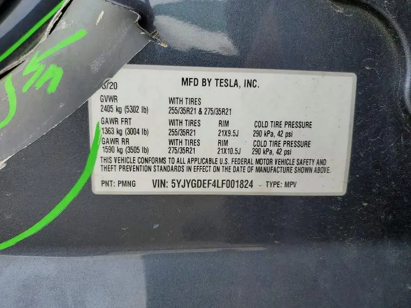 2020 TESLA MODEL Y   