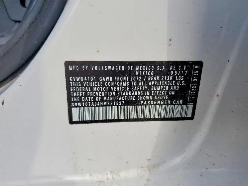 2017 VOLKSWAGEN JETTA S  