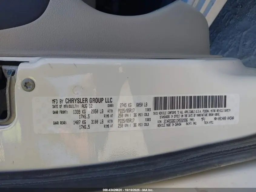 2013 DODGE GRAND CARAVAN SE