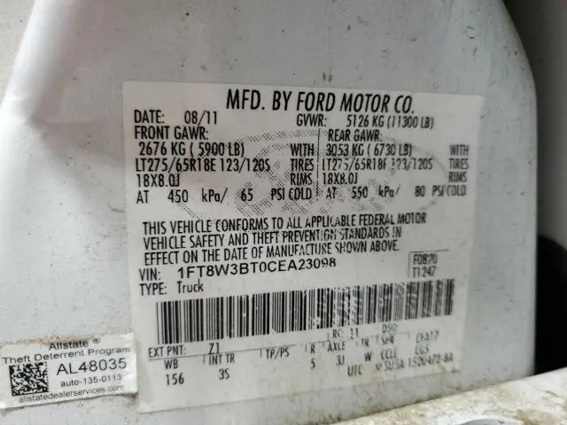 2012 FORD F350 SUPER DUTY  