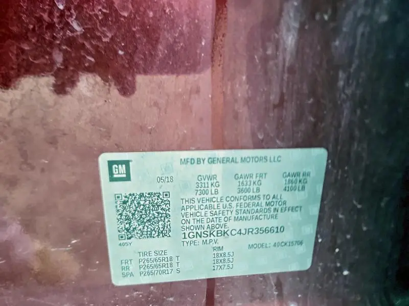 2018 CHEVROLET TAHOE K1500 LT  